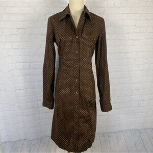 ⭐ Vintage Y2K Merona Small Brown Polka Dot Button Up Shirt Dress